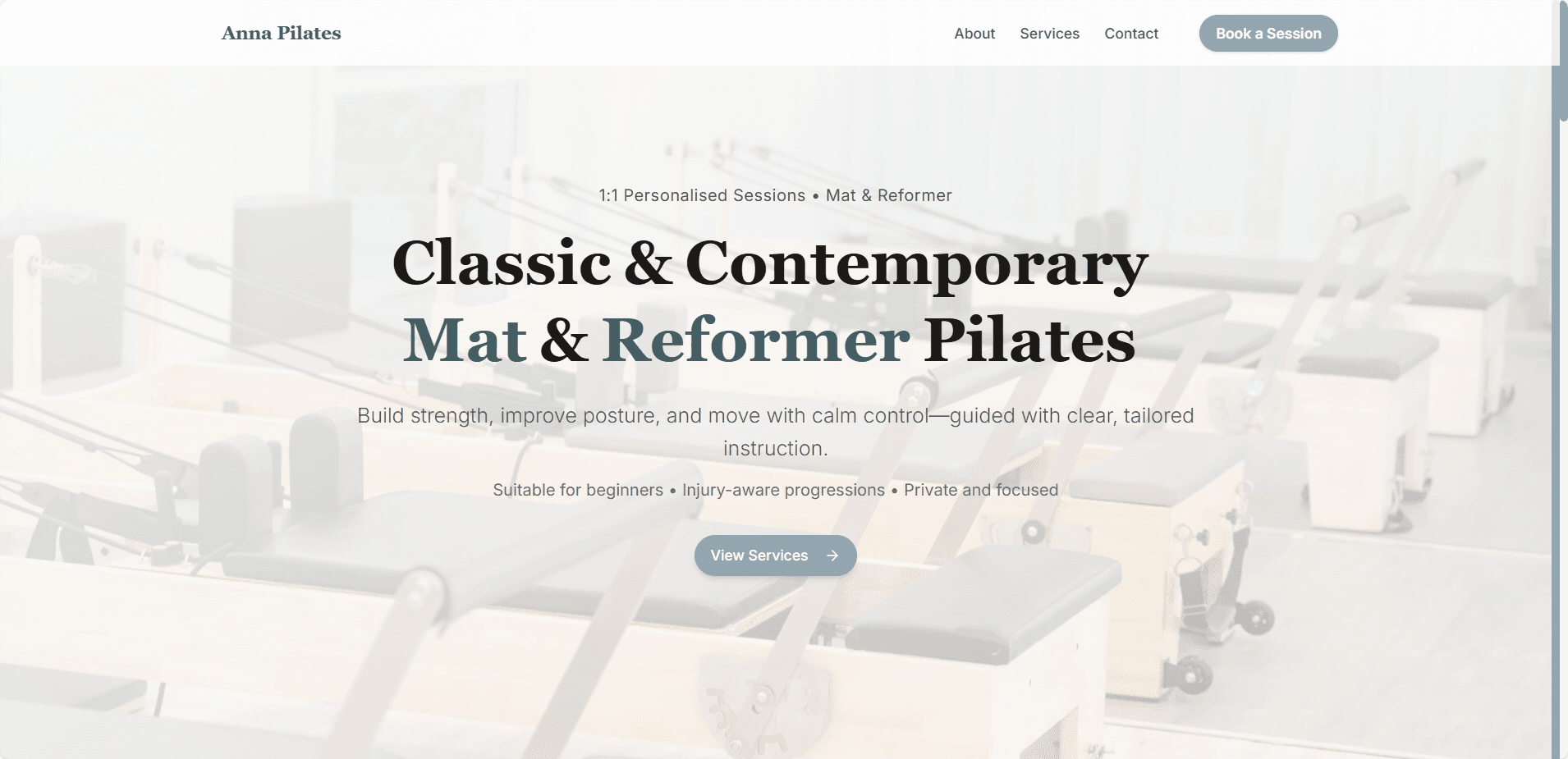 Pilates Instructor Website screenshot 1